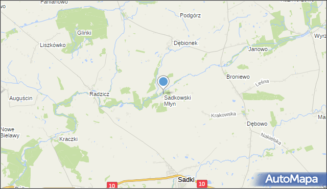 mapa Sadkowski Młyn, Sadkowski Młyn na mapie Targeo